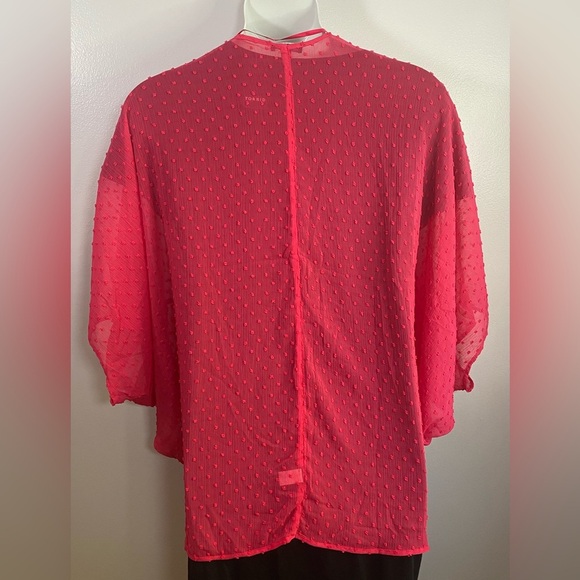 TORRID NWT Hot Pink SS Clip Dot Cocoon Chiffon Kimono Size OO OVERSIZED - Picture 4 of 8